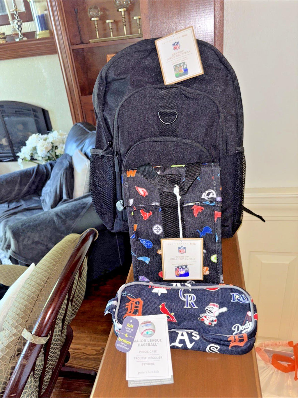 Pottery Barn School LARGE BACKPACK LUNCH Football Baseball Travel Sport BAG MLB