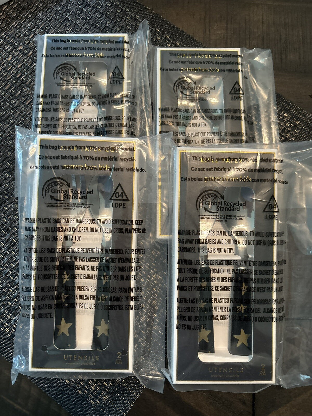 Pottery barn school Lunch Holiday Halloween Star party kid Utensil gold SET 4 [