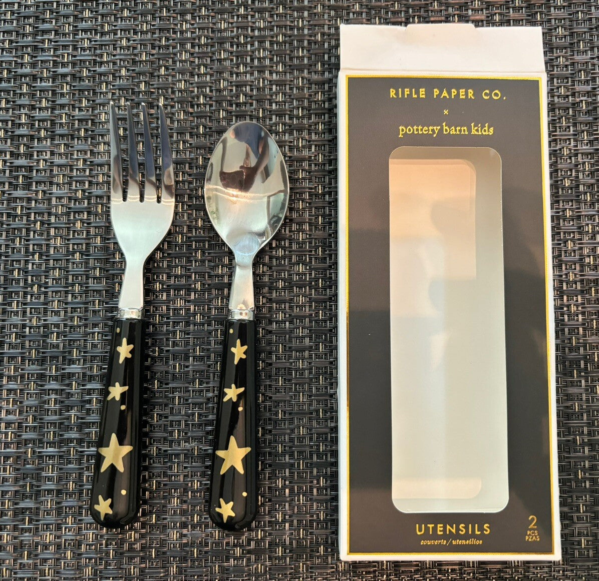 Pottery barn school Lunch Holiday Halloween Star party kid Utensil gold SET 4 [
