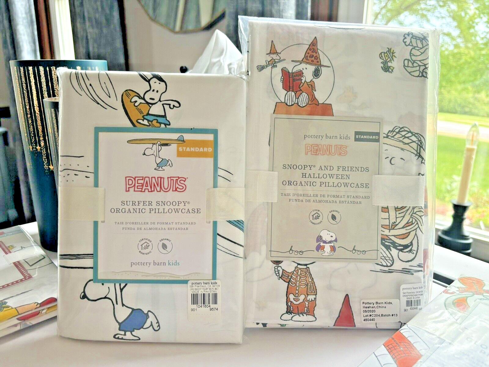 Pottery barn Snoopy school peanuts Pillowcase Halloween Holiday Dog kids SET 2 y