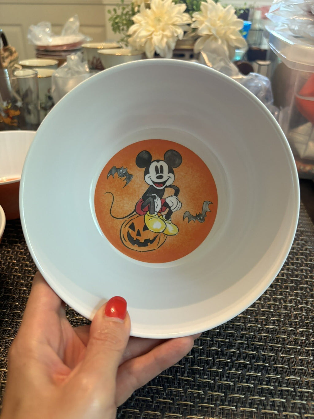 Disney Pottery Barn Mickey Mouse holiday Bowl Halloween party school SET 4 a