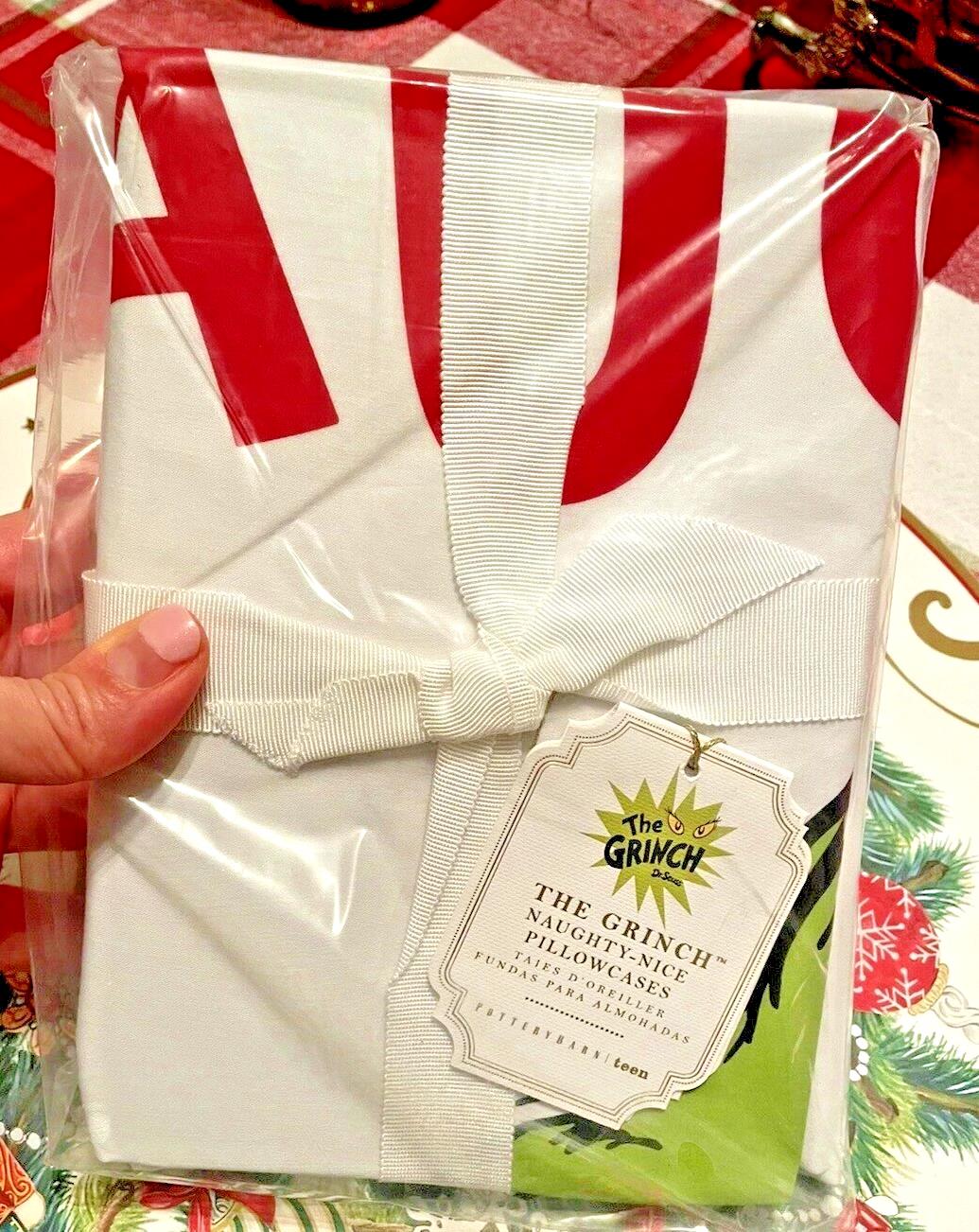 pottery barn Holiday Pillowcase GRINCH Christmas Disney Birthday Gift kid SET 2