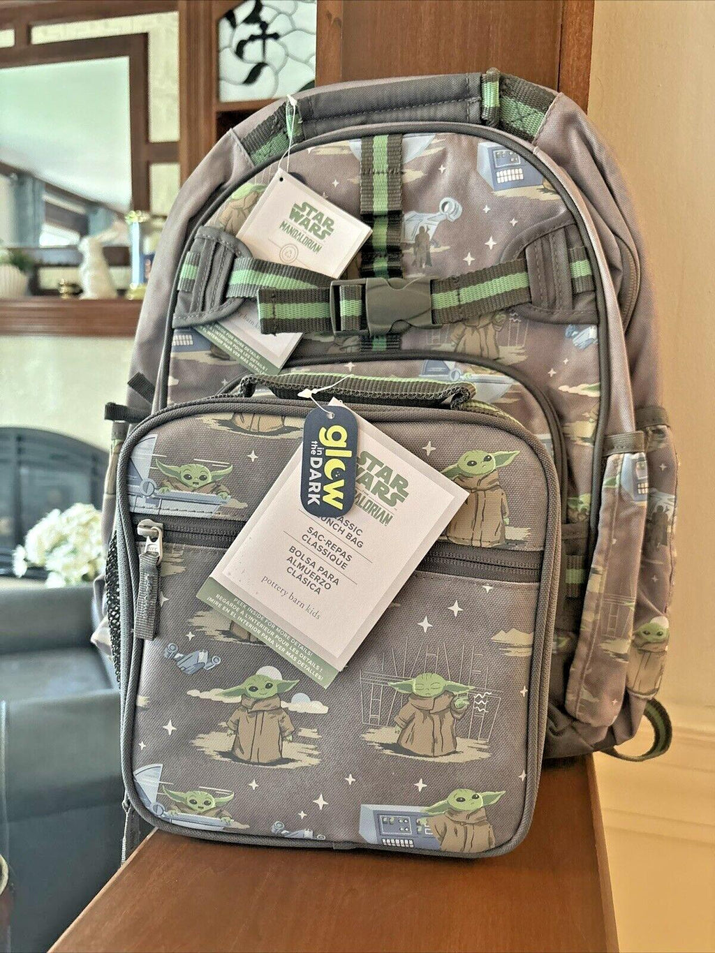 School Pottery barn Disney bag Grogu BACKPACK STAR WARS Solo Yoda + Lunch box .