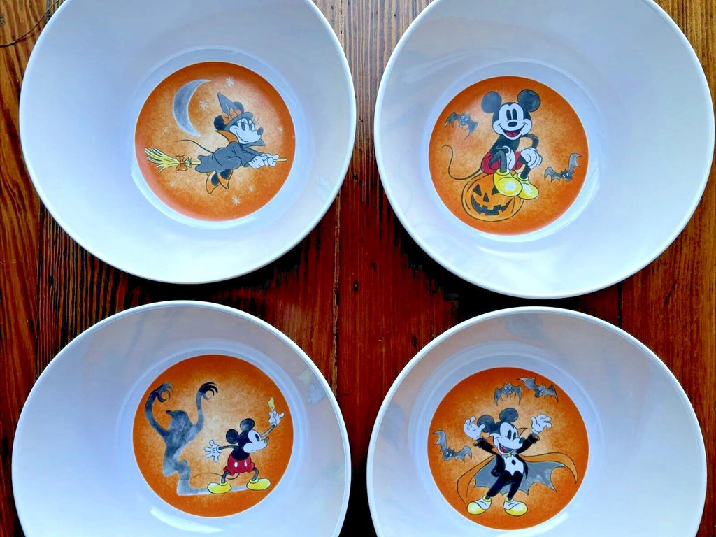 Disney Pottery Barn Mickey Mouse holiday Bowl Halloween party school SET 4 a