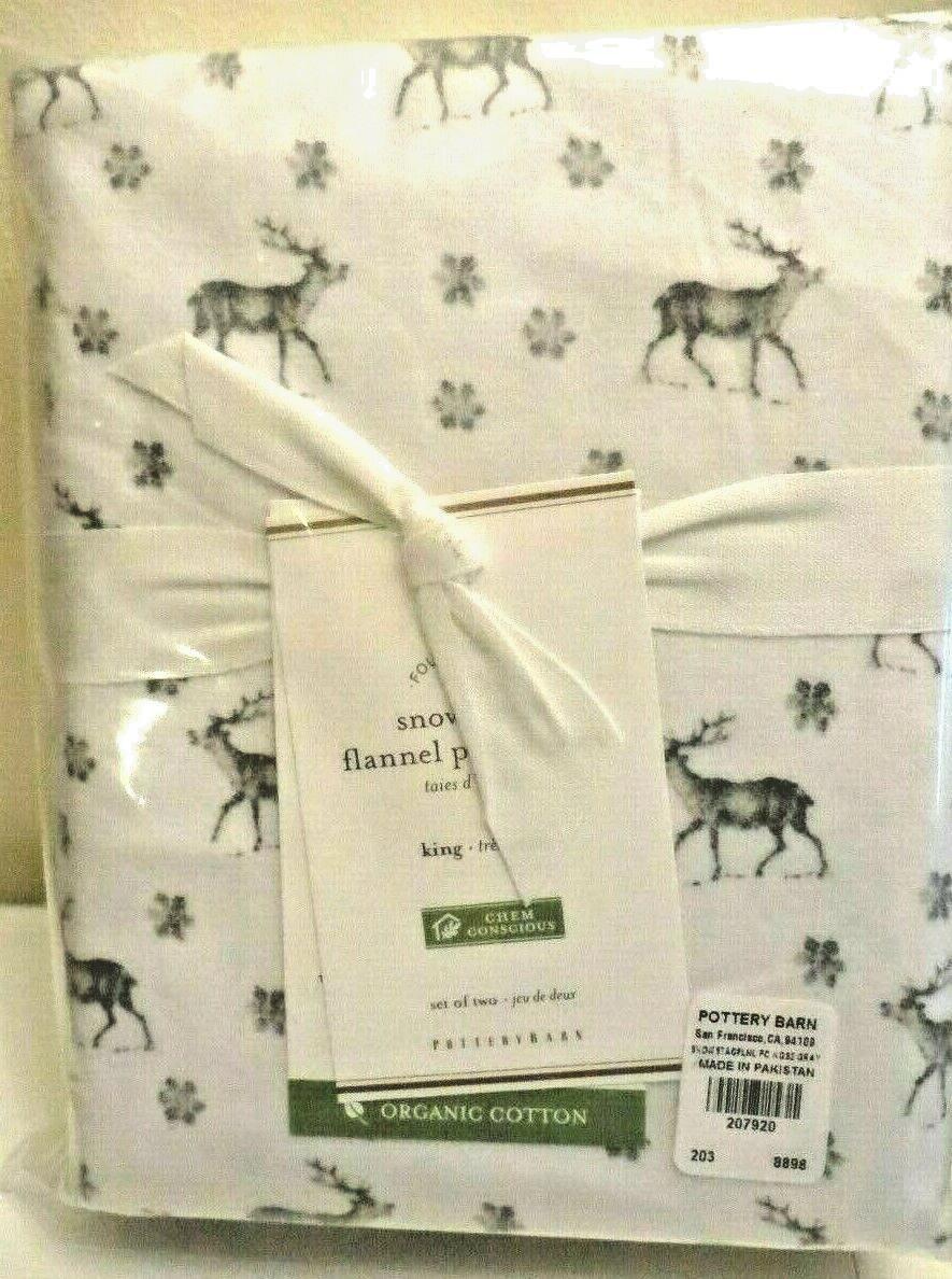 pottery barn King Deer Stag Holiday snow lodge Birthday party Pillowcase SET 2 1