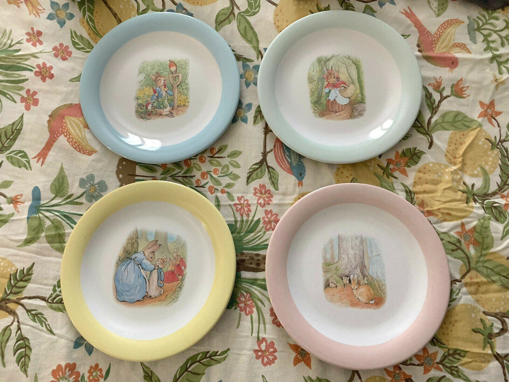 Disney Pottery Barn school kid SET 4 Plate Easter Bunny Peter rabbit Holiday