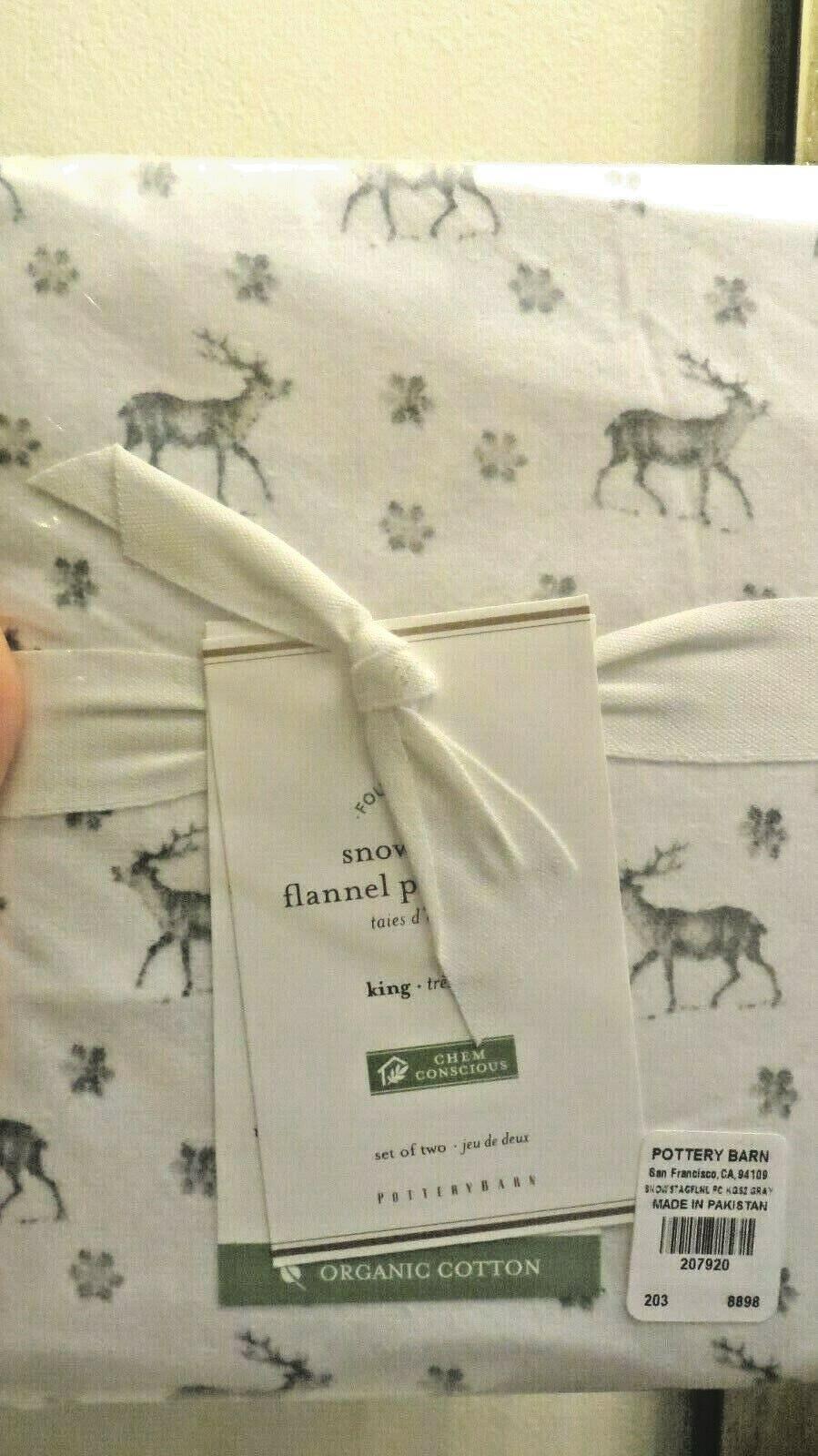 pottery barn King Deer Stag Holiday snow lodge Birthday party Pillowcase SET 2 1