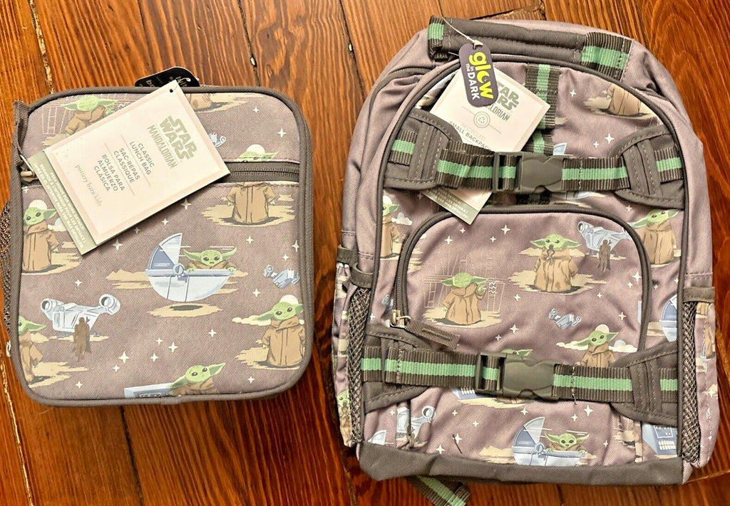 School Pottery barn Disney bag Grogu BACKPACK STAR WARS Solo Yoda + Lunch box .