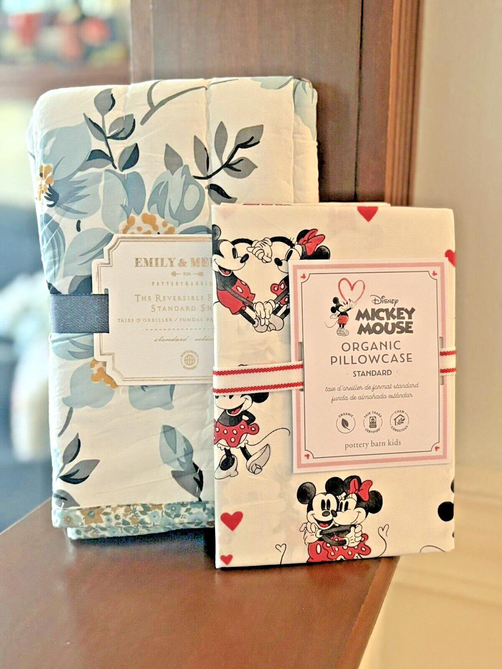 Pottery Barn Mickey Minnie Mouse Floral Disney Monique holiday Kid Gift SET 2 r