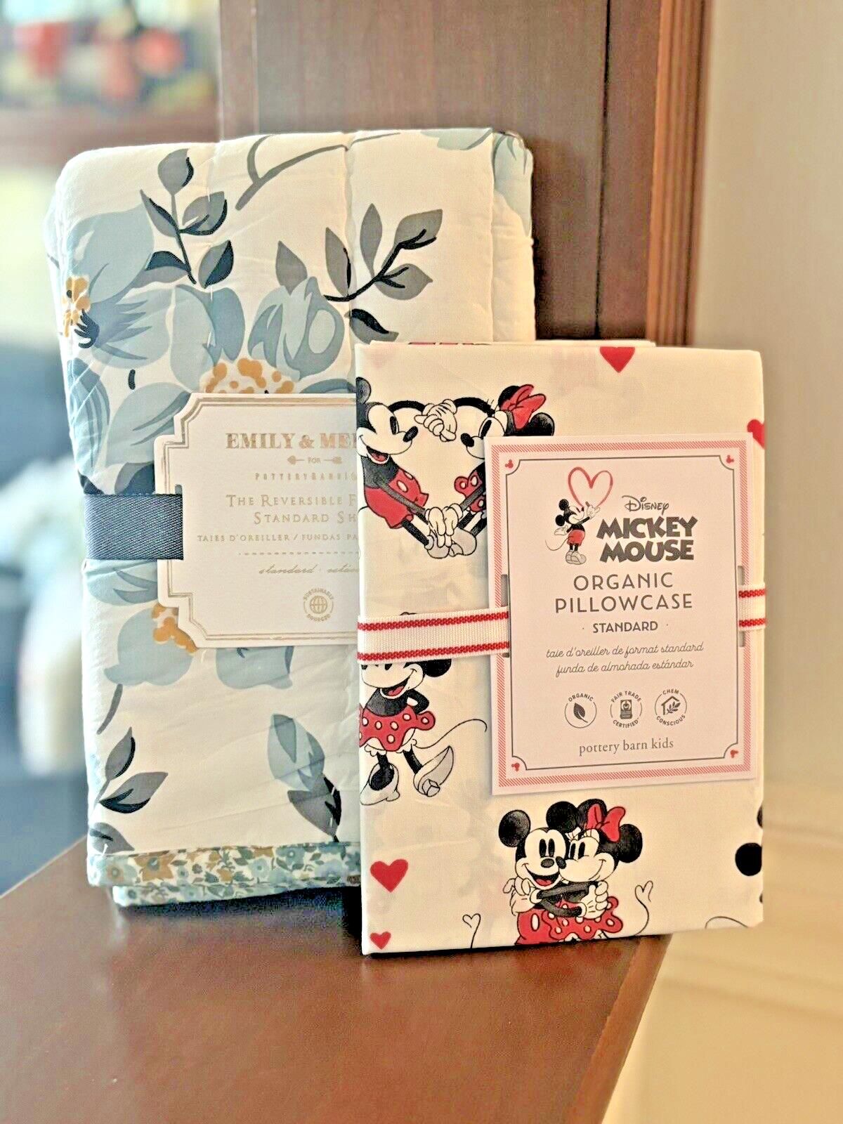 Pottery Barn Mickey Minnie Mouse Floral Disney Monique holiday Kid Gift SET 2 r