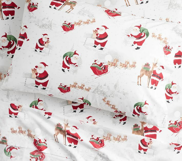 Pottery Barn holiday Heritage Christmas Rudolph Disney kid Santa Pillowcase '