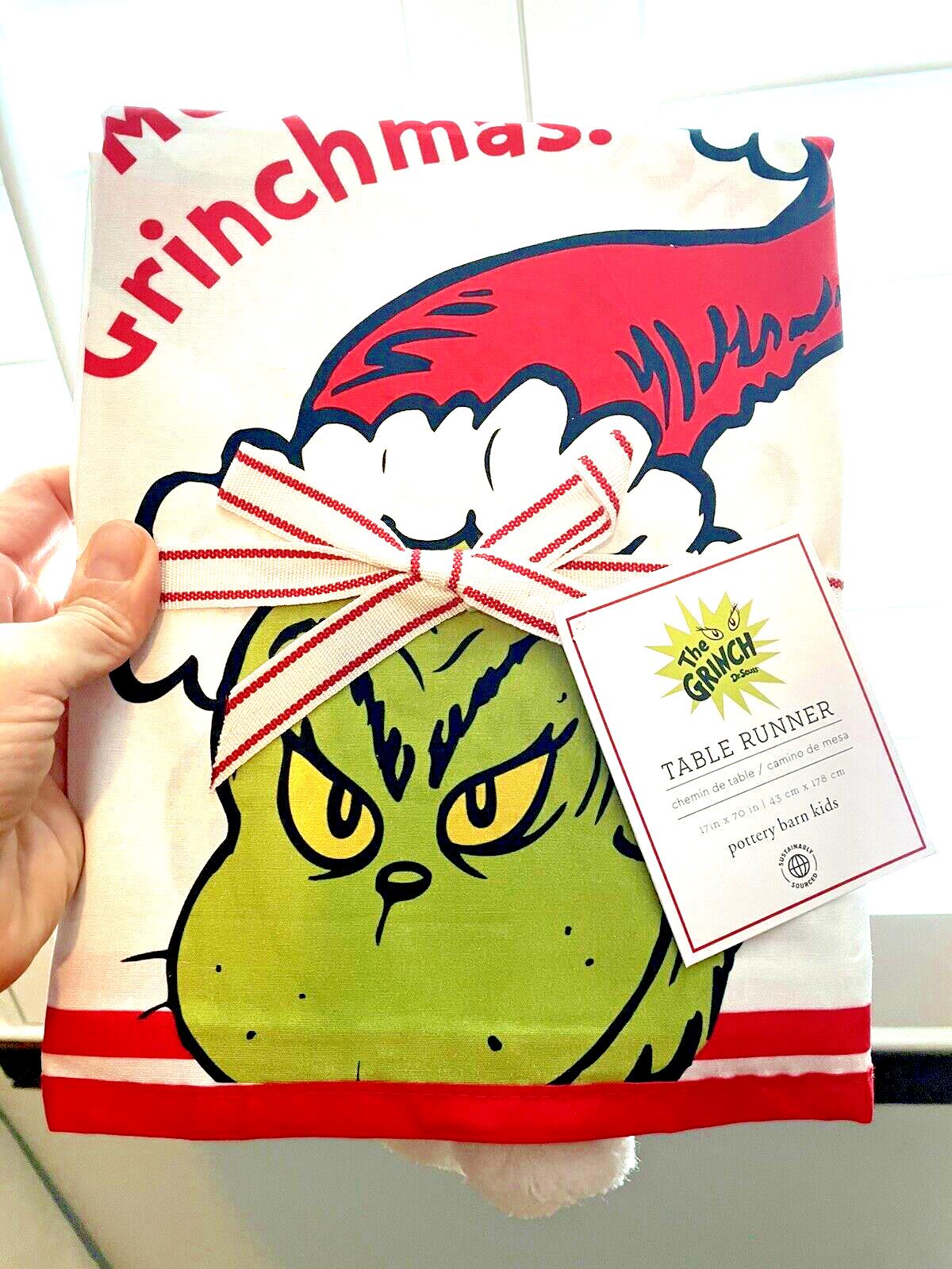 Disney Pottery Barn Grinch Holiday Christmas Table Cloth runner gift party Kid m