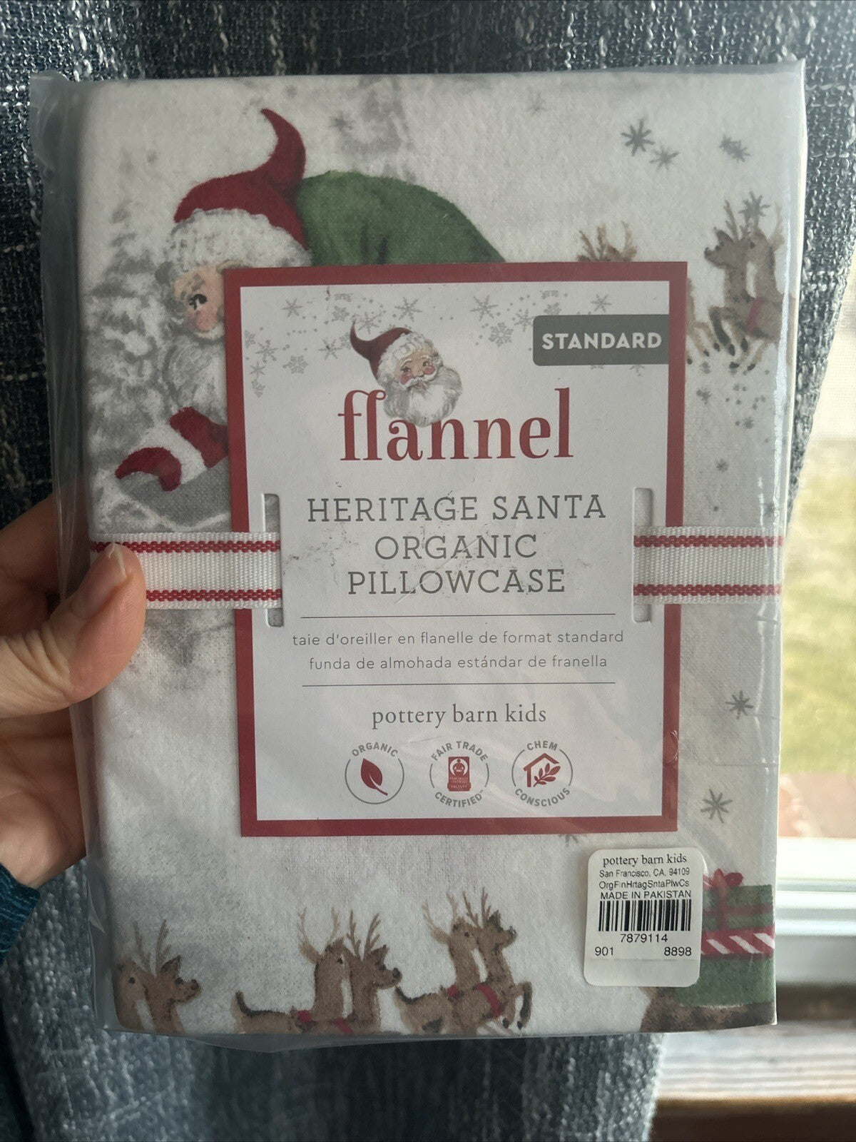 Pottery Barn holiday Heritage Christmas Rudolph Disney kid Santa Pillowcase '