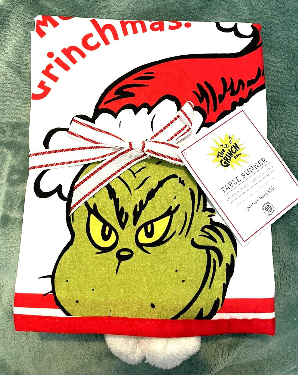 Disney Pottery Barn Grinch Holiday Christmas Table Cloth runner gift party Kid m