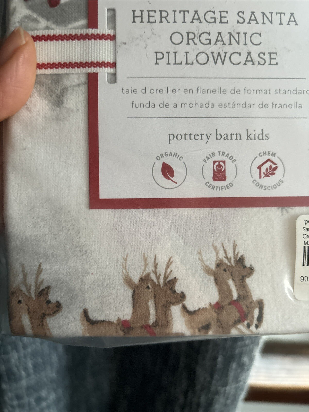 Pottery Barn holiday Heritage Christmas Rudolph Disney kid Santa Pillowcase '