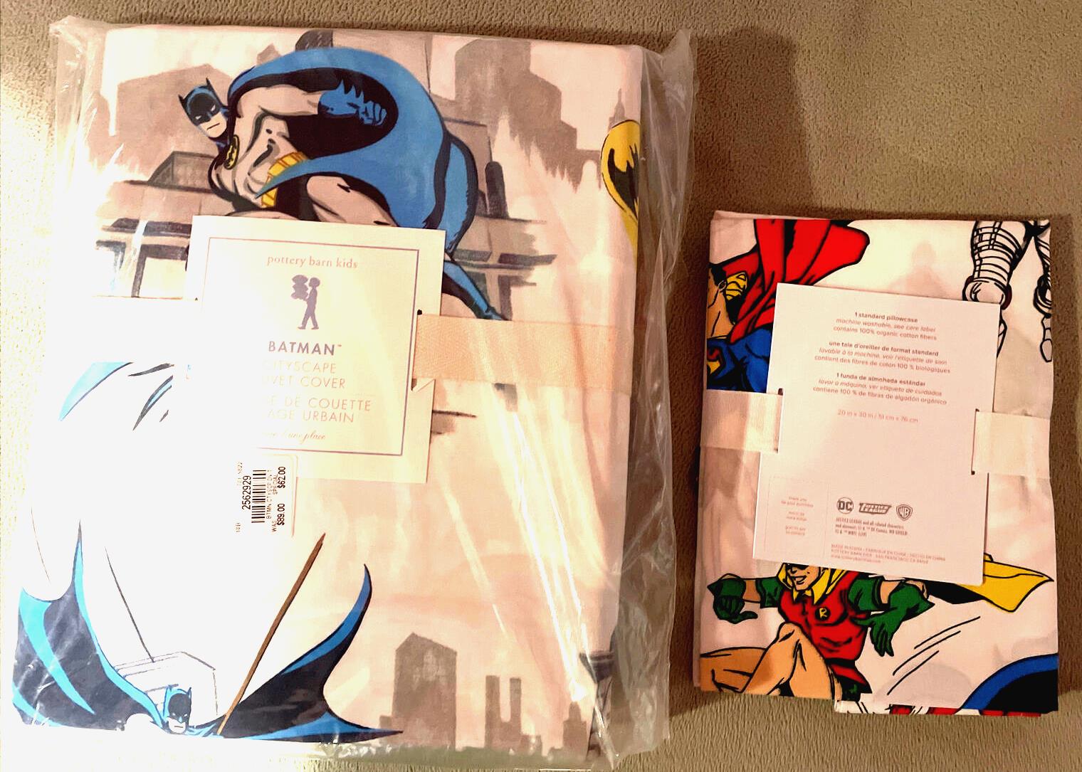 Disney Pottery barn Batman Flash hero DUVET Pillowcase Superman birthday party [