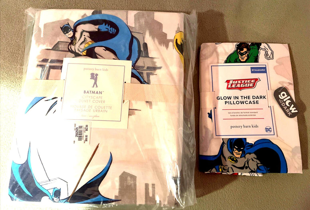 Disney Pottery barn Batman Flash hero DUVET Pillowcase Superman birthday party [