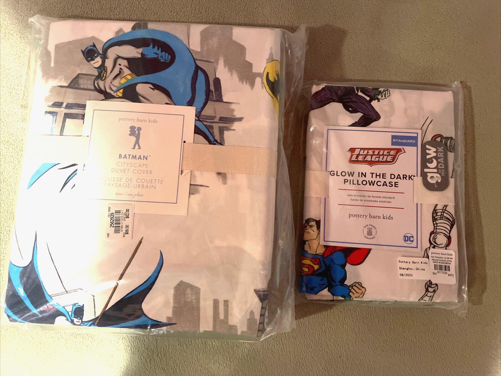 Disney Pottery barn Batman Flash hero DUVET Pillowcase Superman birthday party [