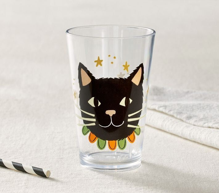 Pottery Barn Halloween PLATE+ UTENSI+CUP Holiday party black cat Dinner SET 12