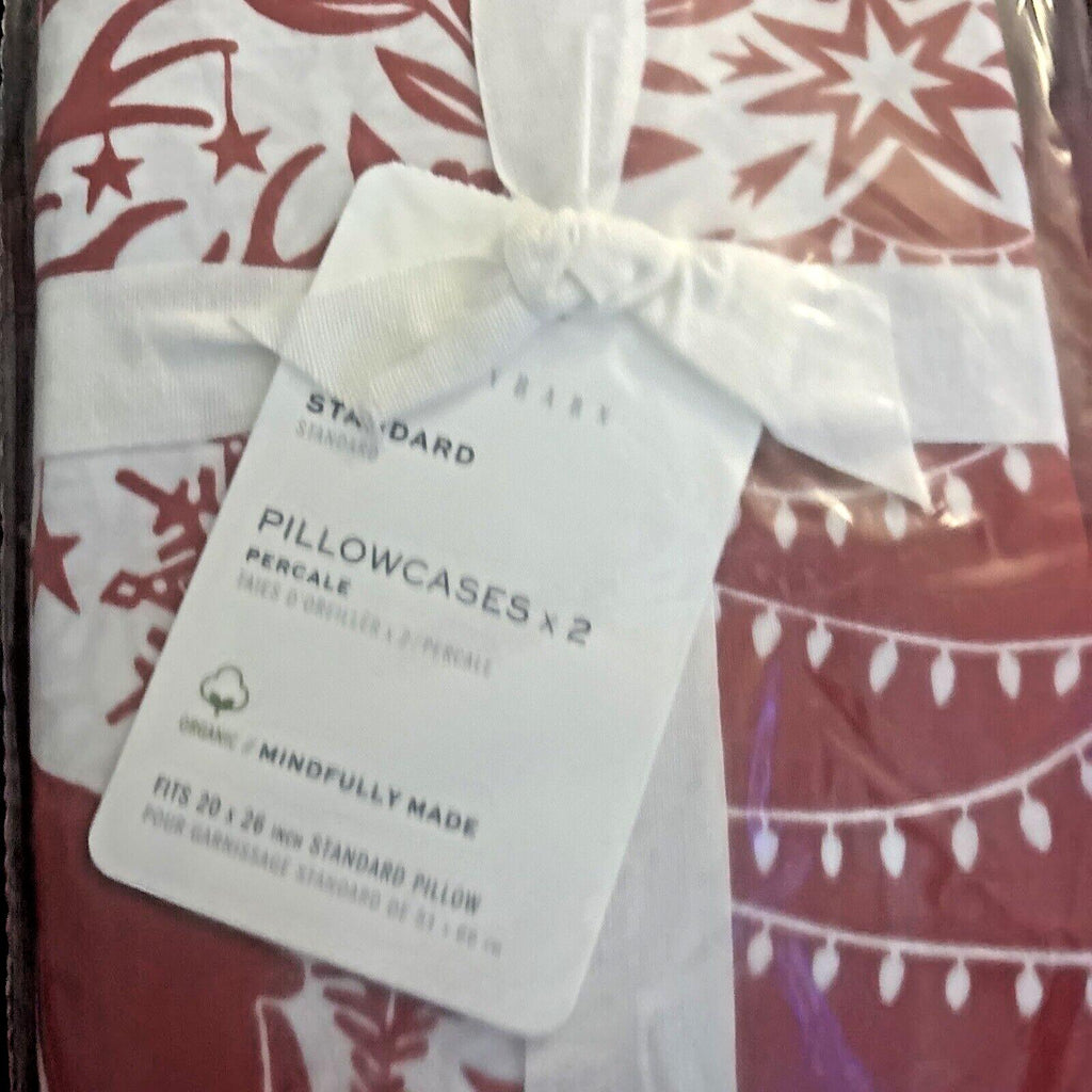 Pottery barn holiday Christmas deer red art vintage party gift Pillowcase y