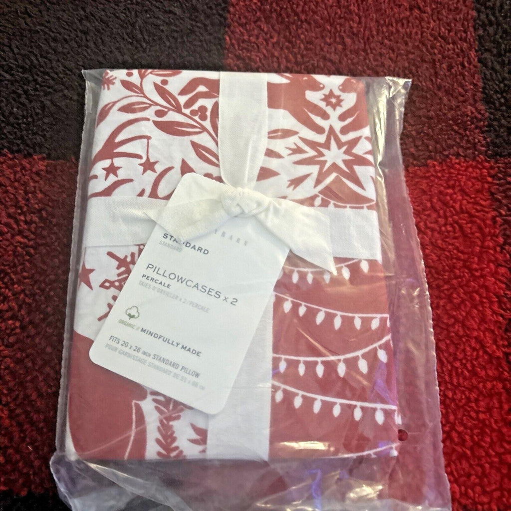 Pottery barn holiday Christmas deer red art vintage party gift Pillowcase y