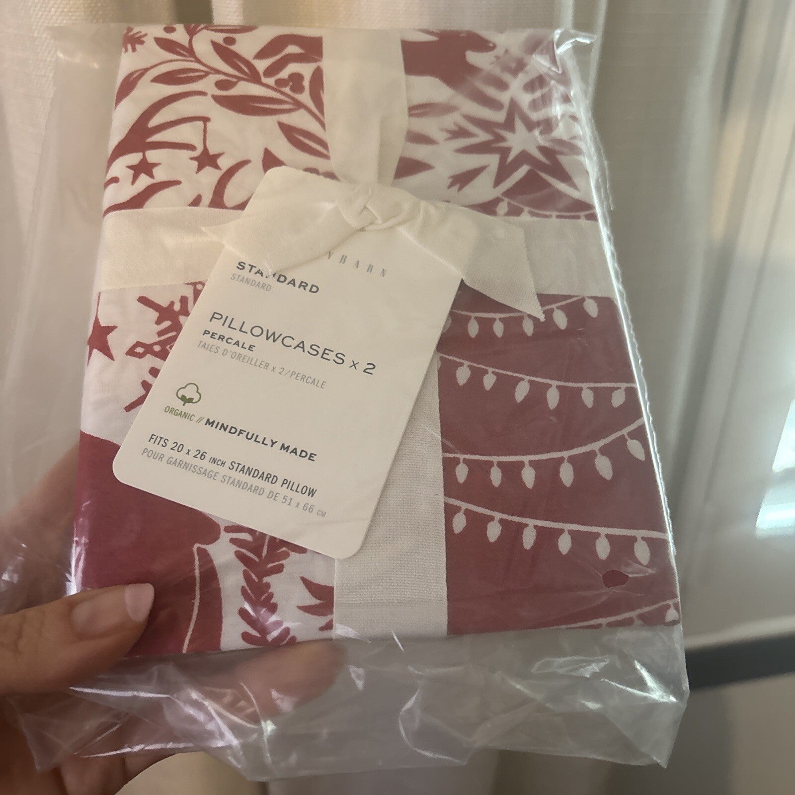 Pottery barn holiday Christmas deer red art vintage party gift Pillowcase y