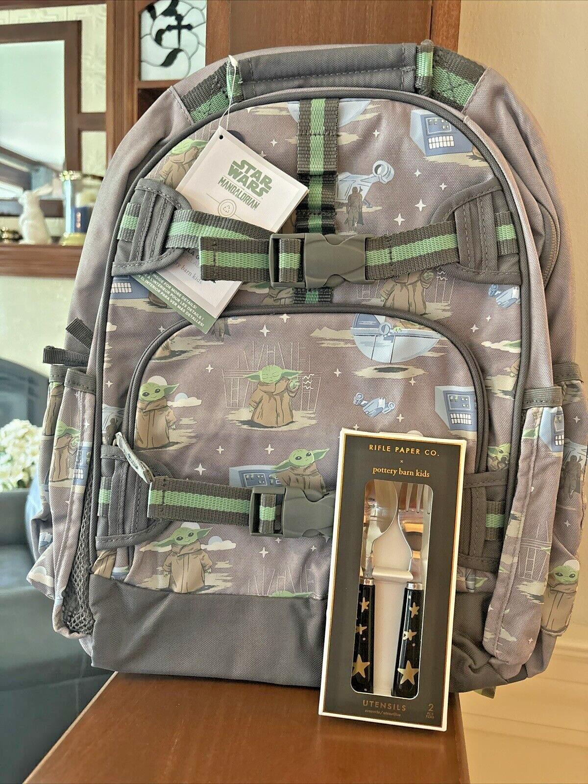 School Disney Pottery barn STAR WARS Space BACKPACK Mandalorian Solo Grogu Set n
