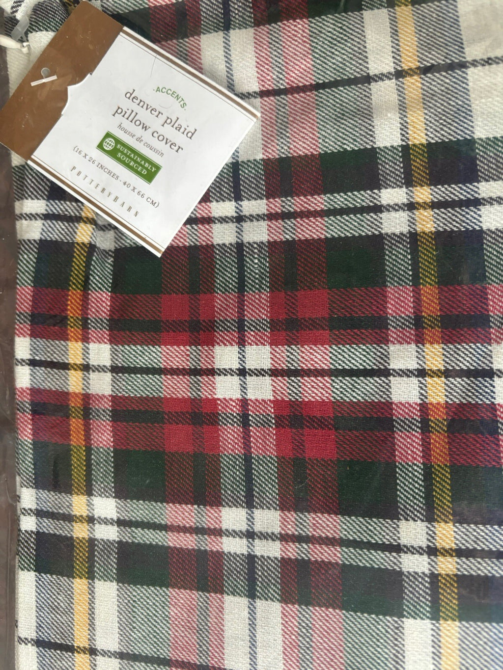 Pottery Barn Disney Plaid Pillow cover Sham Holiday Christmas party gift '