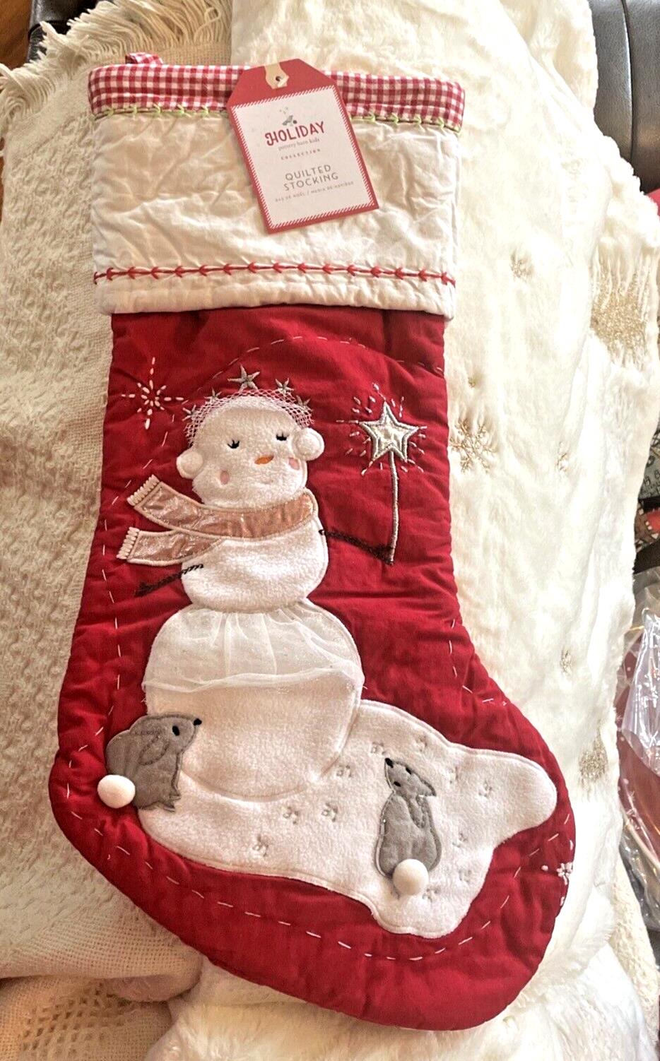 Pottery Barn Holiday Christmas stocking Snowman gift party disney school girl r