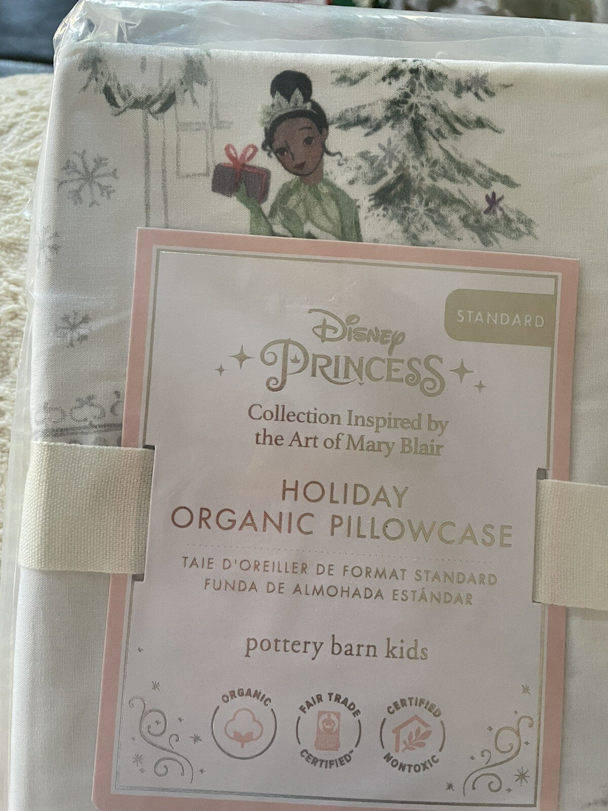 Disney Pottery Barn Holiday pillowcase CASTLE PRINCESS Belle Christmas gift 1