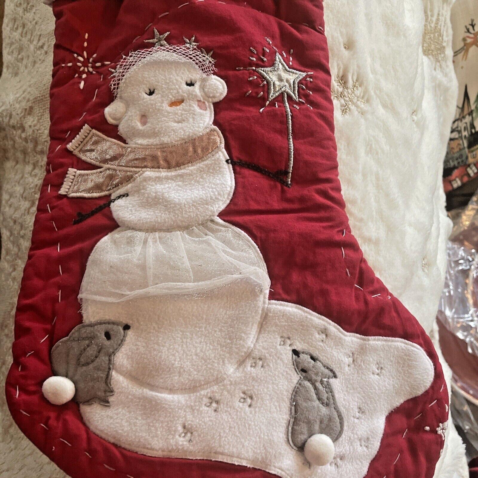 Pottery Barn Holiday Christmas stocking Snowman gift party disney school girl r