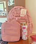 School Pottery barn kids LARGE BACKPACK LUNCH WATER Glitter Floral Bag Travel .