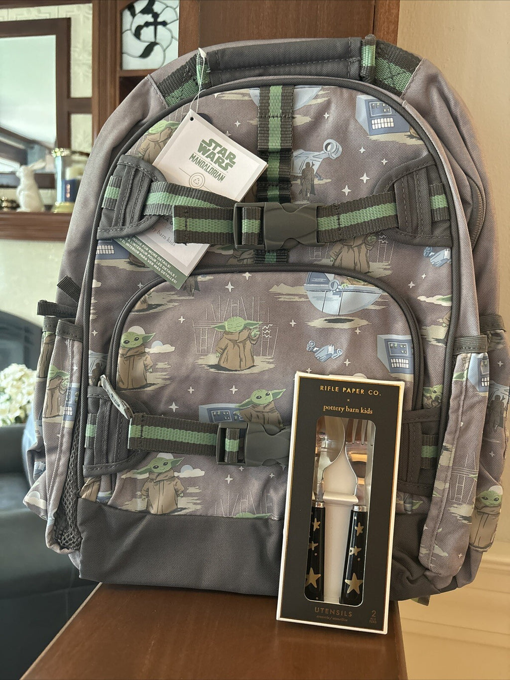 School Disney Pottery barn STAR WARS Space BACKPACK Mandalorian Solo Grogu Set n