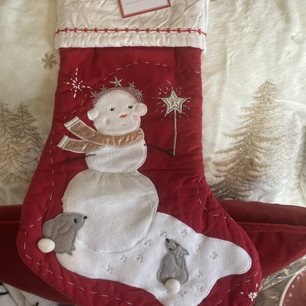 Pottery Barn Holiday Christmas stocking Snowman gift party disney school girl r
