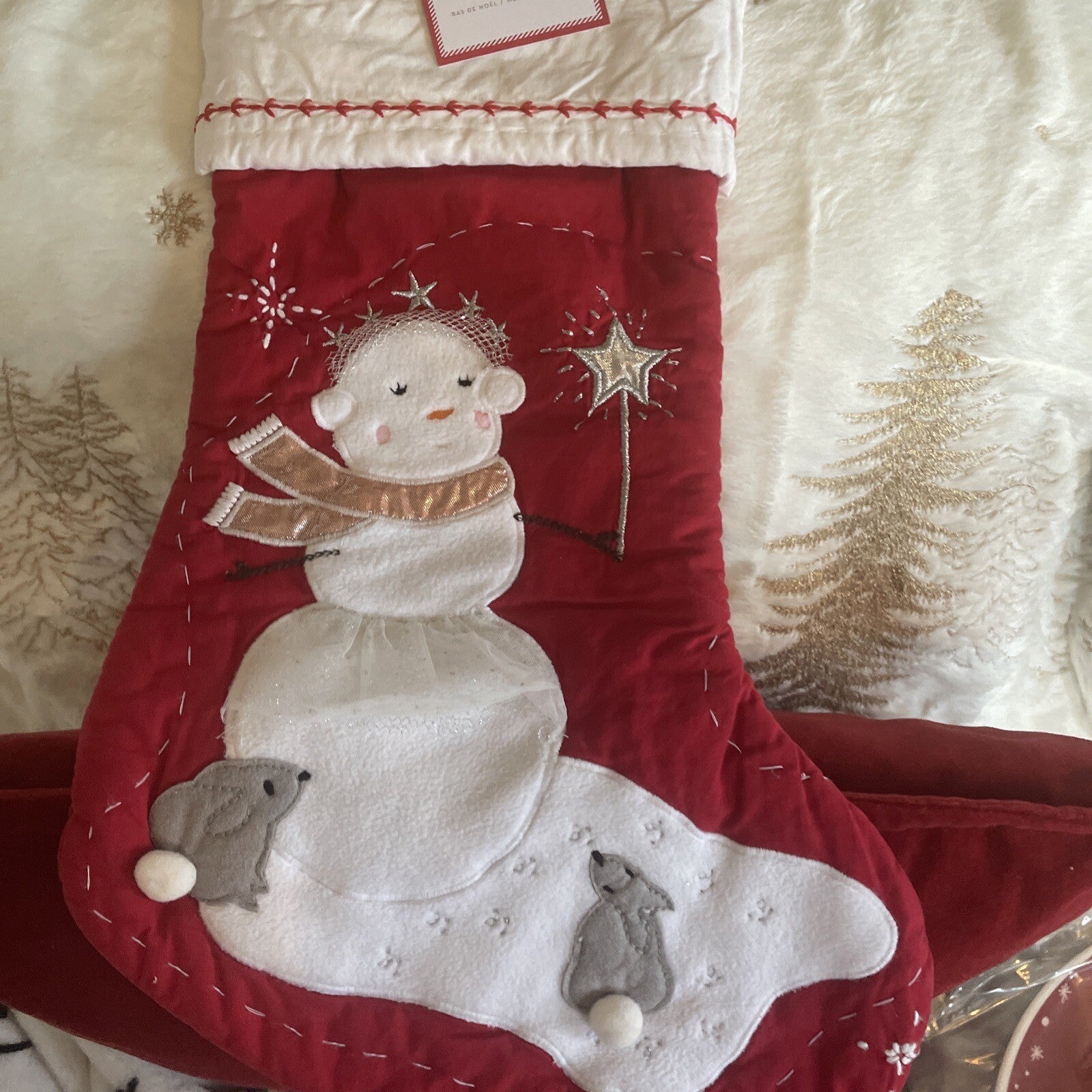Pottery Barn Holiday Christmas stocking Snowman gift party disney school girl r