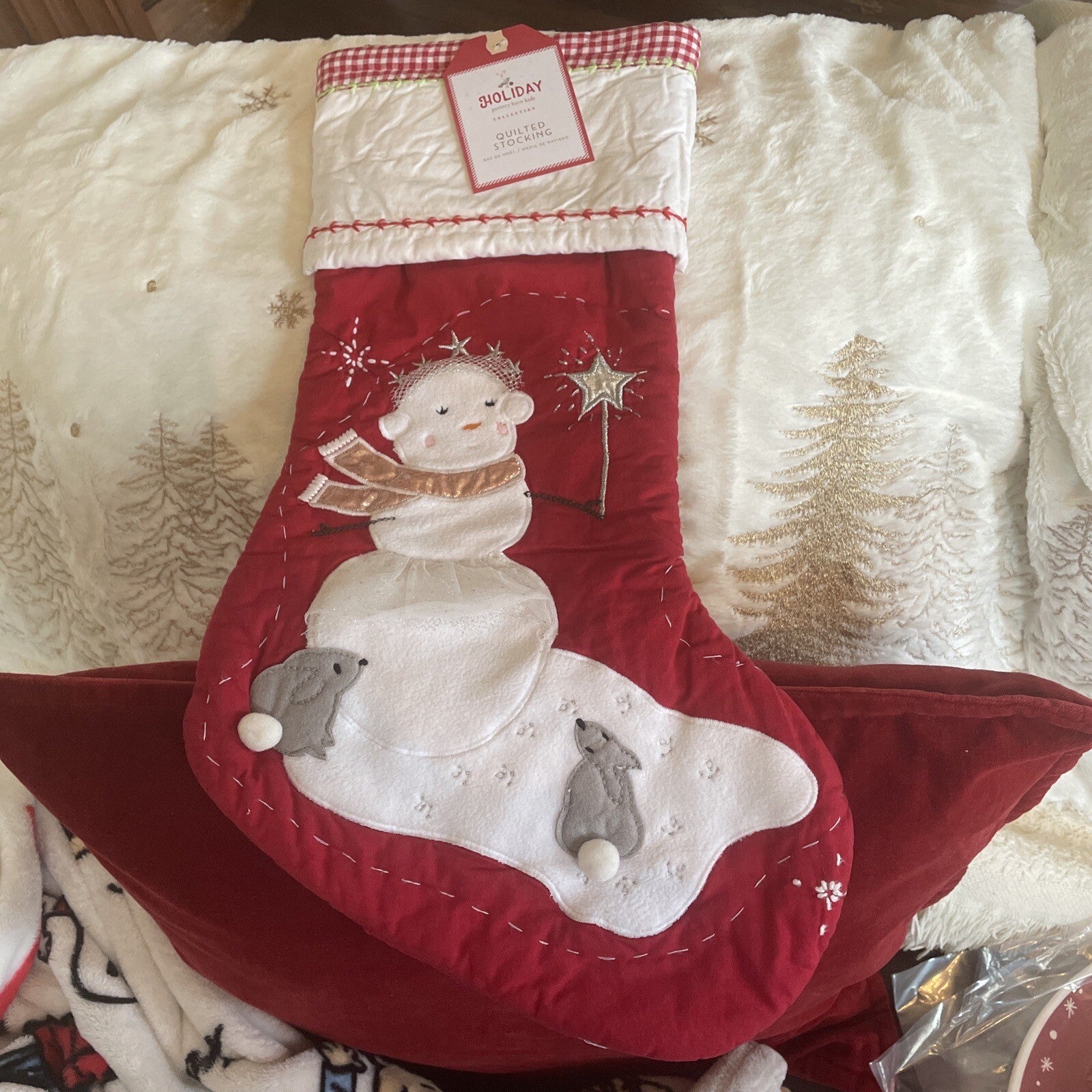 Pottery Barn Holiday Christmas stocking Snowman gift party disney school girl r