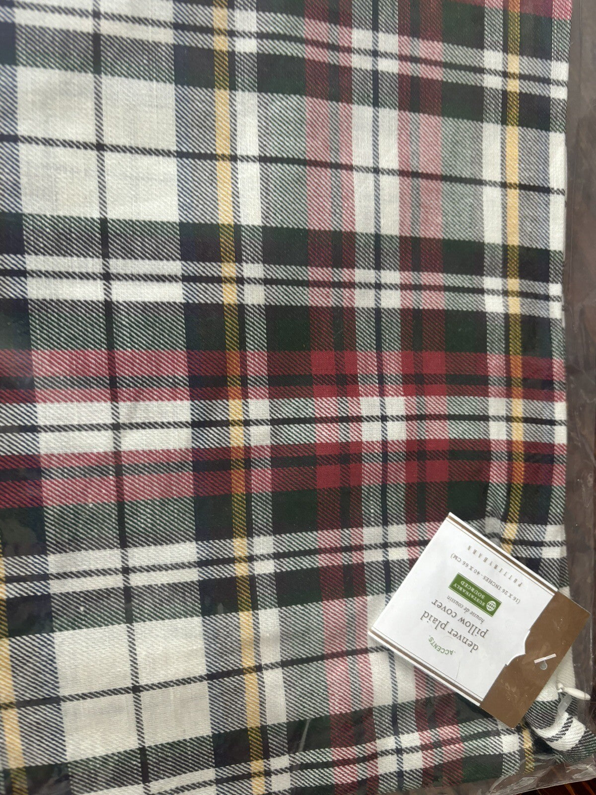 Pottery Barn Disney Plaid Pillow cover Sham Holiday Christmas party gift '