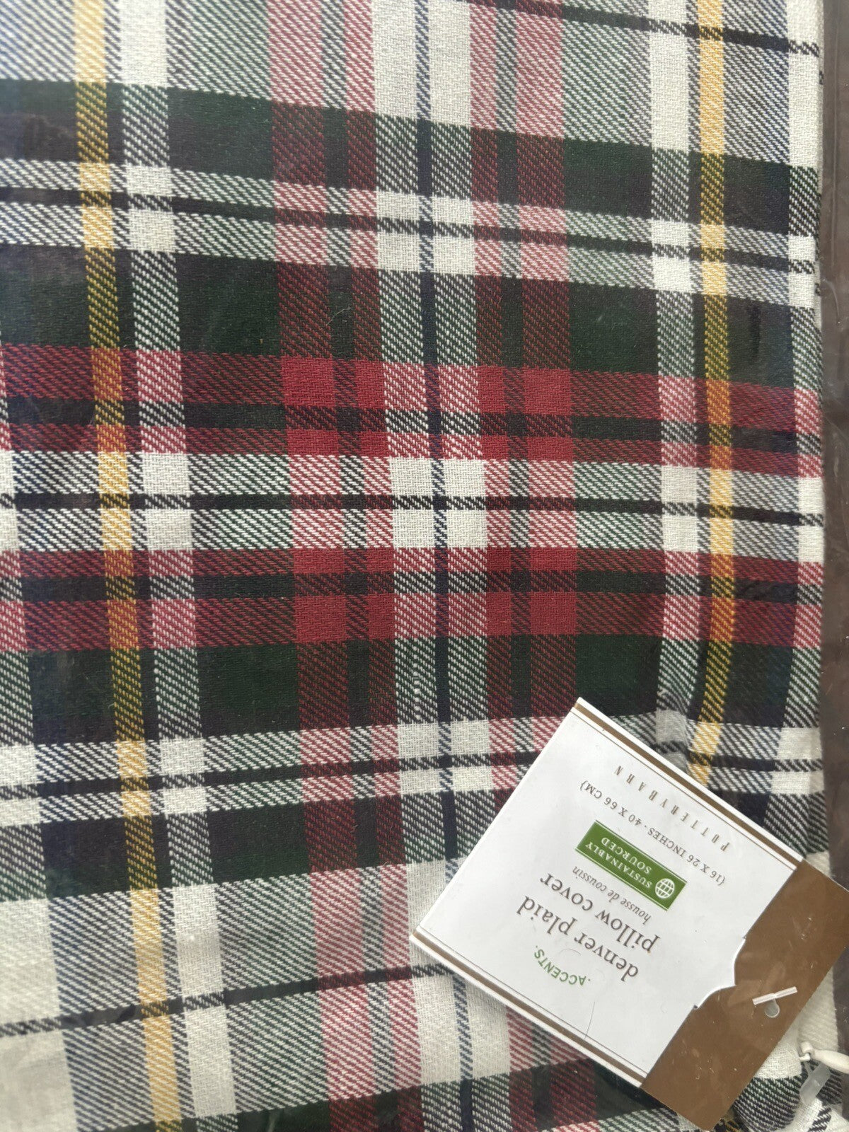 Pottery Barn Disney Plaid Pillow cover Sham Holiday Christmas party gift '