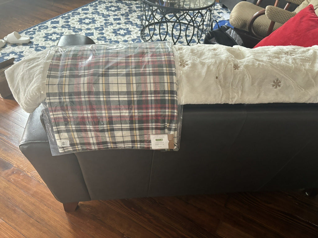 Pottery Barn Disney Plaid Pillow cover Sham Holiday Christmas party gift '