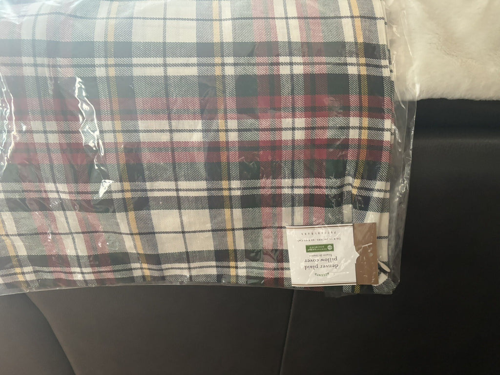 Pottery Barn Disney Plaid Pillow cover Sham Holiday Christmas party gift '