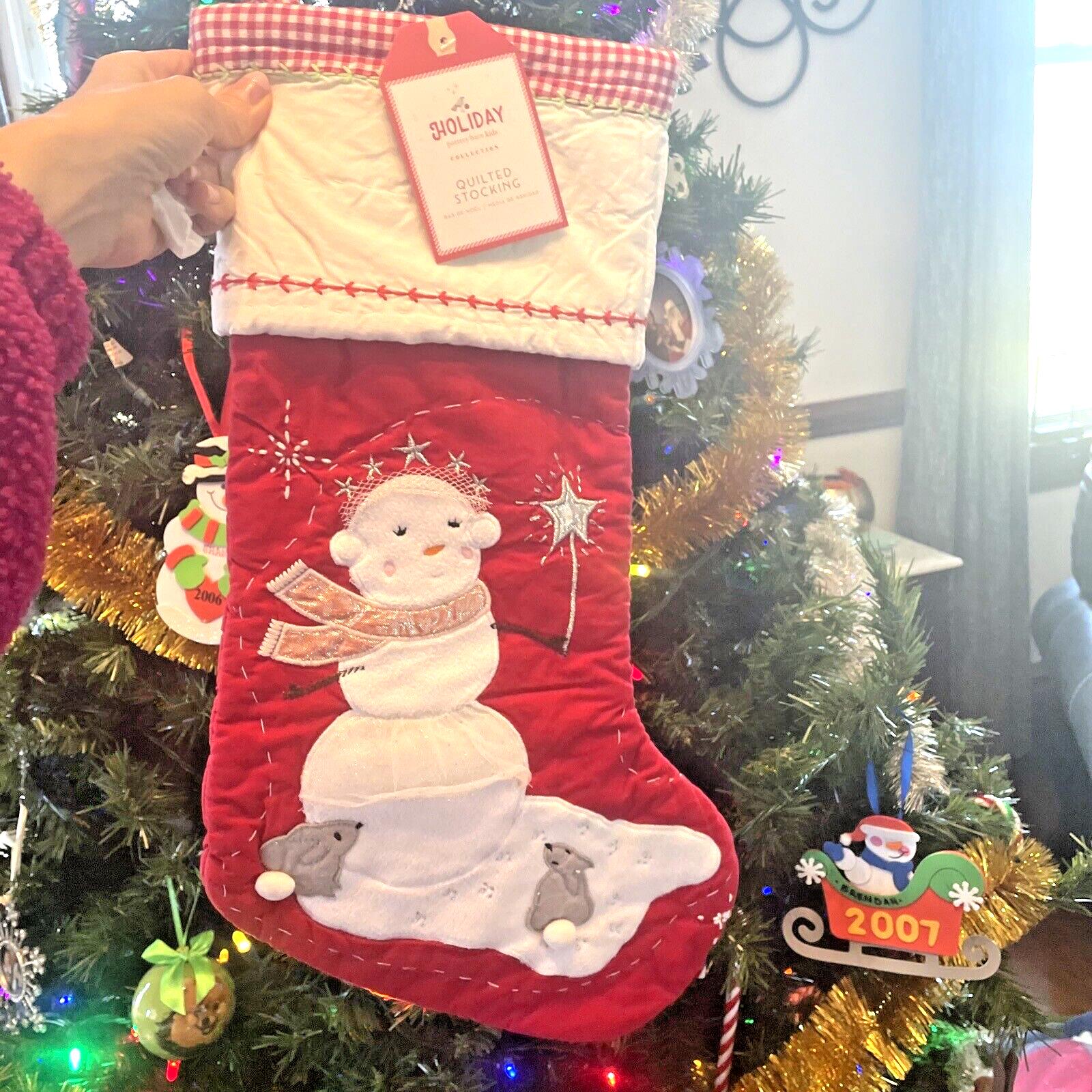 Pottery Barn Holiday Christmas stocking Snowman gift party disney school girl r