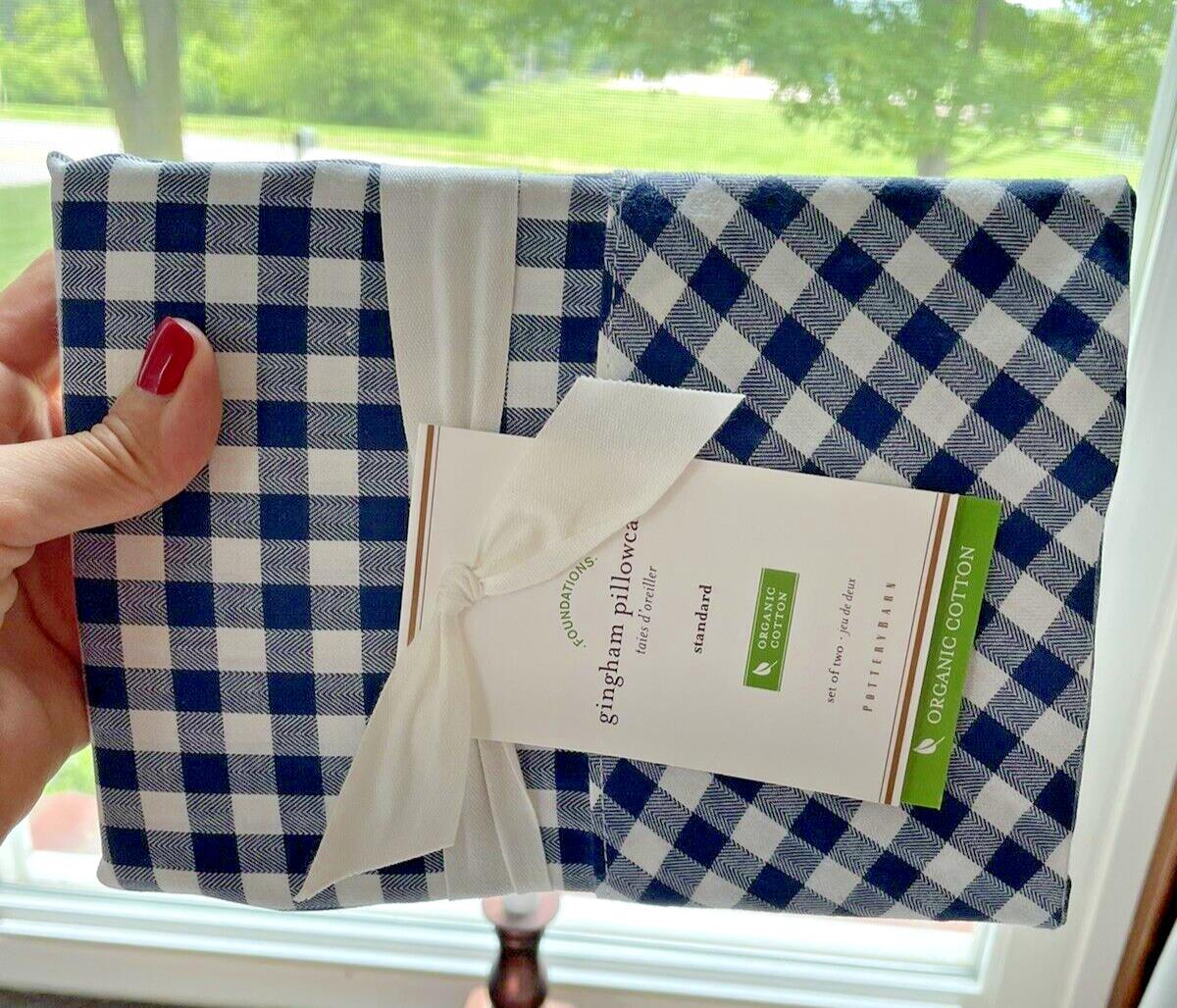 Pottery barn Plaid holiday birthday Party gift gingham Pillowcase bed kid SET 2