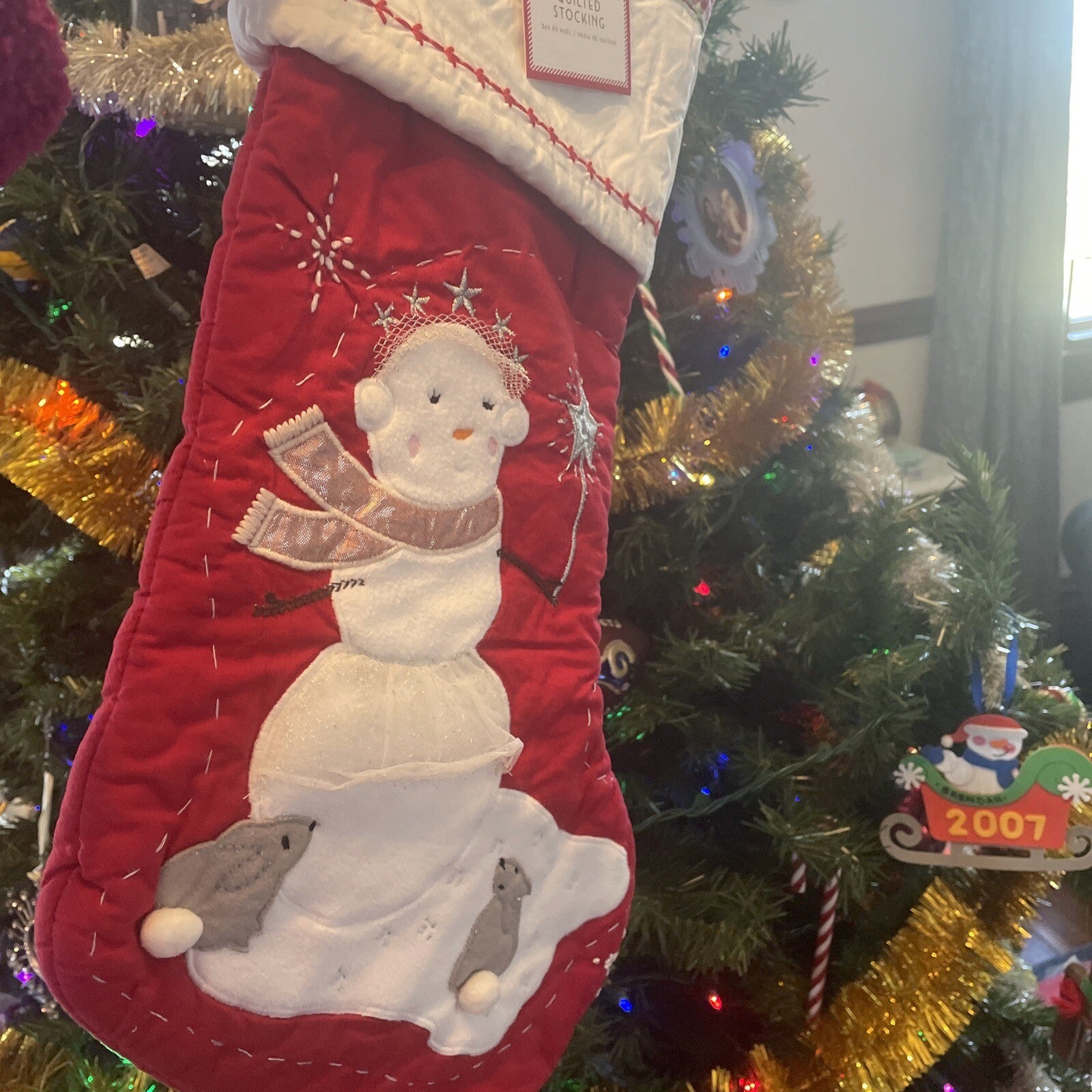 Pottery Barn Holiday Christmas stocking Snowman gift party disney school girl r