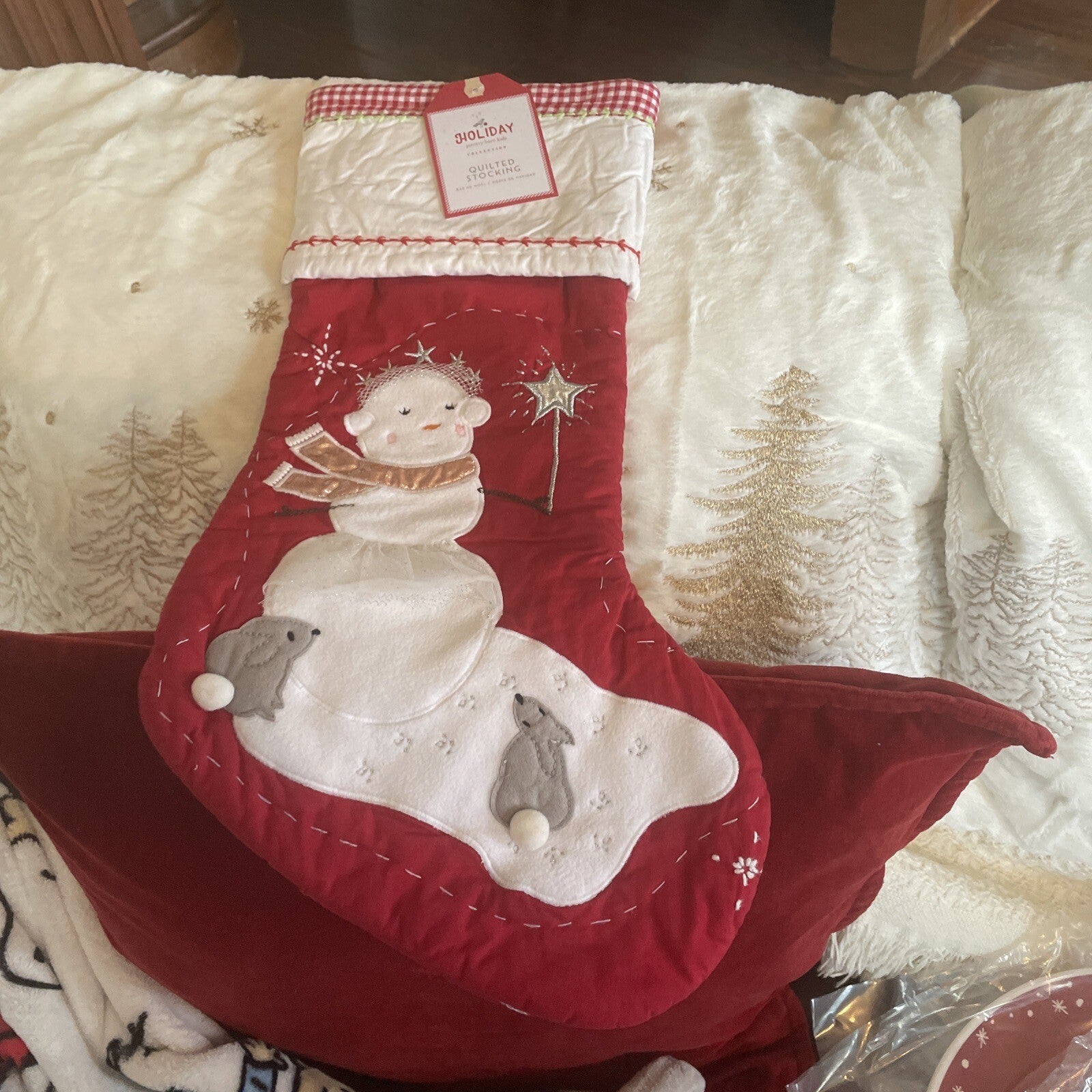 Pottery Barn Holiday Christmas stocking Snowman gift party disney school girl r