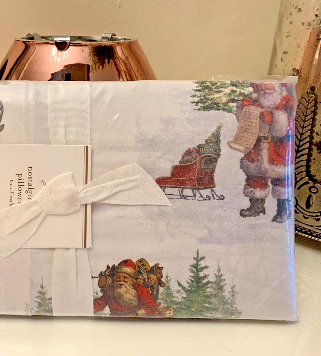 Pottery Barn Holiday Christmas Santa Nostalgic pillowcase Rudolph Kids Set 2 1