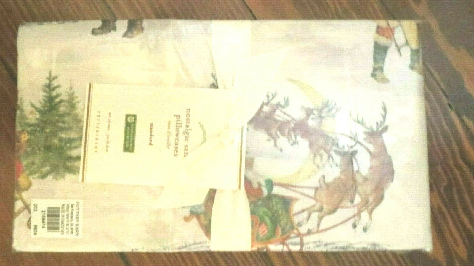 Pottery Barn Holiday Christmas Santa Nostalgic pillowcase Rudolph Kids Set 2 1