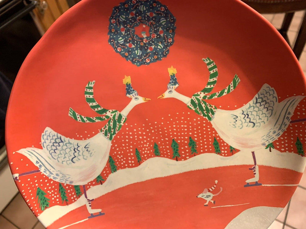 Anthropology Plate Disney holiday Christmas tree party gift SET 2 school kid 1