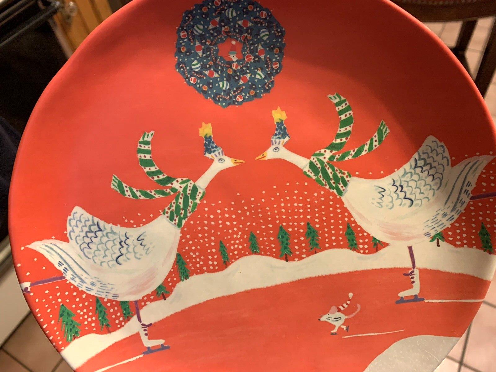 Anthropology Plate Disney holiday Christmas tree party gift SET 2 school kid 1