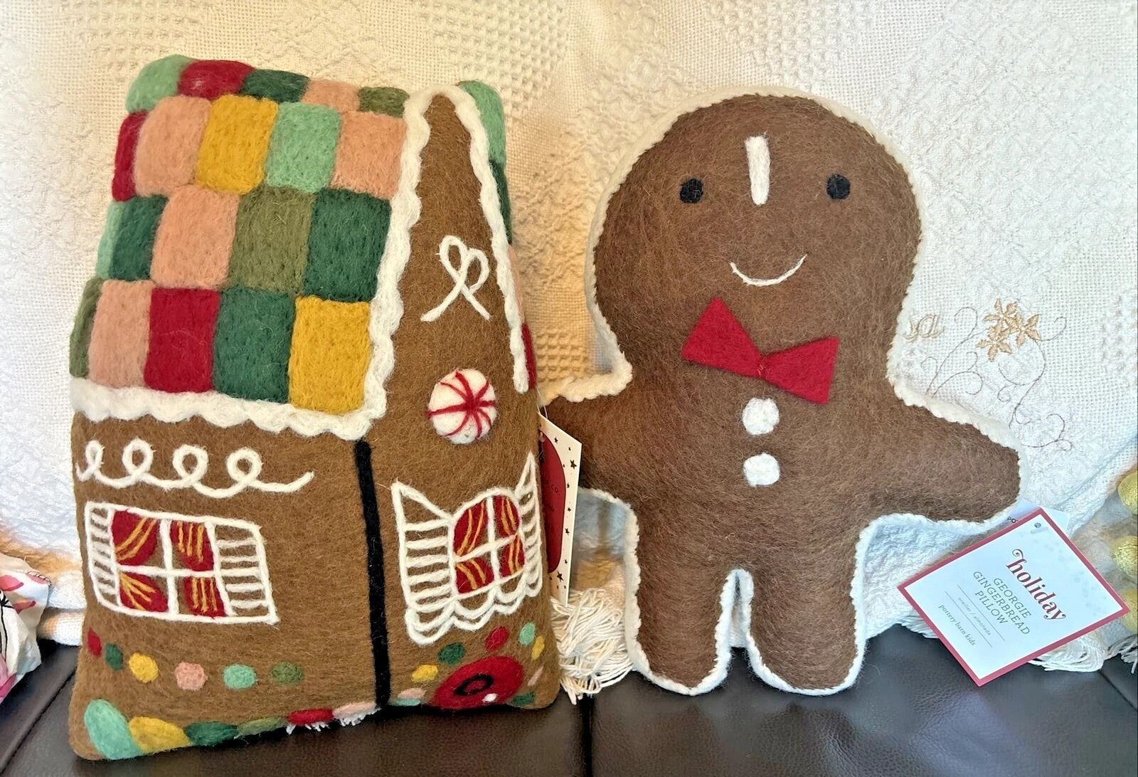 Pottery Barn Christmas Gingerbread Pillow Holiday gift Party kid birthday boy
