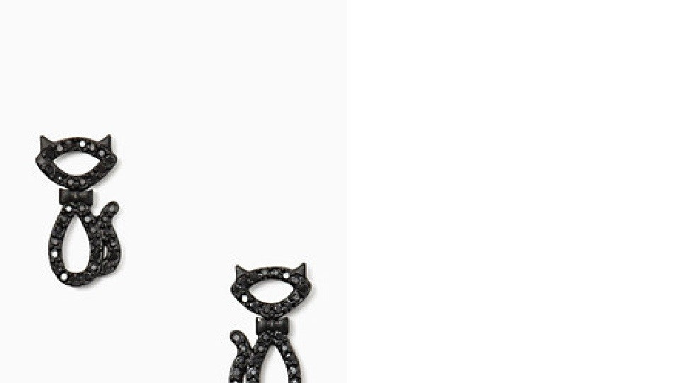 Kate Spade JAZZ PAVE black CAT STUD earrings crystal holiday Disney Halloween -